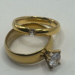 Stainless steel Elegant Gold and Silver Women's Ring Set size 8
